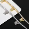Алмазный теннис цепи бабочки ожерелье 5MM Iced Out Подвеска Роскошная Hip Hop Bling Chains Jewelry Мужчины Цирконий Рэпер Hiphop