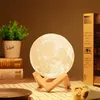 15CM creative 3D printing moon light touch colorful remote control moon light gift bedside lamp night light