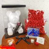 DIY Rose Bear Accessories Bag Foam Bear Mold 200PCS PE Artificial Rose Flower Heads Rose Bear Luck Dog Mold