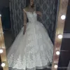 2019 Lace Applique Ball Gown Wedding Dresses with Straps Organza Sweep Train Custom Made Plus Size Wedding Bridal Gowns