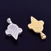 Gold Ice cream shape Necklace & Pendant 4mm Tennis Chain Cubic Zirconia Men's Women's Hip hop Street Rock Jewelry 2x1.1 Inch