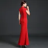 New Chinese traditional dress oriental qipao short sleeve national style party dress robe women Chinese modern cheongsam gown