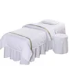 4 pçs de alta qualidade conjuntos cama salão beleza massagem spa lençóis grossos colcha listrado fronha capa edredão set1277638