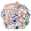 50Pcs-Pack Transparent Clear Postmark Stamp Stickers Travel Skateboard Laptop Stickers Laptop Luggage Case Graffity Vinyl Decals B301T