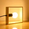 Solid Wood Study Desk Lamp Square Bedroom Bedside Light Nordic Enkel Modern Art Warm White LED Bordslampor