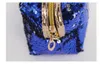 Fiskskala Sequin Makeup Bag Black Fur Ball Zipper Pouch Penna Storage Bags Portable Glitter Reversible Sequin Cosmetic Bag