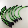 18WAWG Basic Extension Cable Kit ATX 24pin / EPS 4 + 4PIN / pCI-E 8PIN / PCI-E 6PIN Nylon Braid Extender Cord 30cm Svartgrön strömkabel för PC