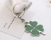 Green Leaf Keychain Fashion Creative Beautiful Four Leaf Clover Steel Lucky Key Chain Jewelry Keyring