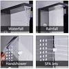 Black Thermostatic Digital Shower Panel Faucets Column Rain Waterfall Shower Massage SPA Jets Three Handle Mixer Tap Bath Shower9211711