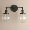 Lambalar Modern Yatak Odası Duvar Işıkları Merdiven Duvar Lambası Sconce 5.9 '' Globe Cam Çift Top Kafalar Vintage İç Mekan Aydınlatma Armatürleri