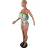 Kobiety Tie-Dye Flounce Swimsuit Bez Ramiączek Bikini Moda Top + Hipster Swimwear Gradient Kolor Off Ramię Falbala Wzburzyć Stroje kąpielowe