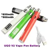 Oryginalny EVOD Rehaat VV Variable Voltage Micro USB ECIG Vape Pen Bateria z ładowarką EGO 510 Wątek UGO V3 V2 Vaporizer 650 900mAh