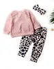 Neugeborenes Kleinkind Baby Mädchen Kleidung Set Sorry Boys Daddy SAYS NO Dating Sweatshirt Leopard Legging Hose Outfit Stirnband5087489