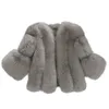 Srebrny Fur Coat Real Faux Fur Kurtka Płaszcz Trench Damska Płaszcz Manteaux Femme Cappotto Donna Invernale Doppio # 8 *