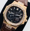 3 Style Luxury Rose Gold Diamond Bezel Crystal Watches Men Automatic Cal.240 Watch Eta Men's 5724 Power Reserve 5712 Leather Wristwatches