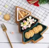 Breakfast tray Christmas tree porcelain with bamboo plates shaped dishes dessert fruit candy plate
