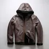 2 цвета AVIREXFLY Кожаные куртки из овчины с масляным воском и капюшоном Оригинальные экологические куртки на подкладке из 100% натуральной кожи с мехом ягненка