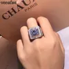 Vecalon Luxury Male Solitaire ring 3ct Diamond 925 Sterling Silver Fidanzamento fedi nuziali per uomo Big Finger Jewelry