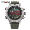 Weide Man Luxury Brand Casuare Quartz Movement Clock LEDデジタルアナログナイロンストラップカモフラージダイヤルリストウォッチRelogio Masculino