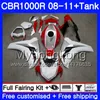 Bodys + Tank for HONDA CBR 1000RR CBR 1000 RR 2008 2009 2010 2011 277HM.51 إطار أحمر لامع CBR1000 RR 08 10 11 CBR1000RR 08 09 10 11 Fairing