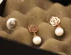 Charm 925 Orecchini a bottone in argento rosa Moda donna Marchio di lusso 3A Zircone Orecchini di perle d'acqua dolce Temperamento Femminile Orecchini delicati ipoallergenici Gioielli