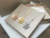 Designer kettingen sieraden Kubieke Zirkoon Wit Vergulde Bloem kettingen vrouwen Bruiloft Gift 3 Colores336F