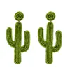Statement Acrylic Bead Cactus Drop Earrings For Women Handmade Seed Beaded Tropical Fruit Dangle Earrings Cute Beach Jewelry