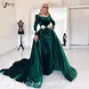 2018 Muslin Islam Haji 여성 겨울 이브닝 드레스 Moslem Velvet Long Sleeve Overskirt Prom 파티 착용 우아한 여성 A 라인 공식 Maxi 가운