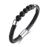Men's Lava Rock Braided Leather Choker Necklace Men Boho Hippie Jewelry Oil Diffuser Surf Necklaces in Black