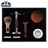 Men Luxury Shaving Gift Gares Kit de doble borde de seguridad Badger Badger Soporte de pincel de afeitado Presidente de afeitado Tazón de jabón J190718172e