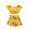 2pcs / lot baby girls floralband väst topp korta byxor kostym sommar mode barn kläder 1-6t