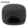 EAGLEBORN Cappelli invernali da uomo berretti cappello con paraorecchie tenere al caldo berretti da baseball con tetto piatto vecchi uomini addensare snapback Russia casquette