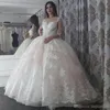 2019 spitze Applique Ballkleid Brautkleider mit Riemen Organza Sweep Zug Maßgefertigte Plus Größe Hochzeit Brautkleider