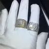 手作り男性ヒップホップリング 925 スターリングシルバーパヴェ 5A Cz 石ステートメント結婚指輪リング男性ファッションロックパーティージュエリー