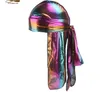 Unisex Deluxe Silky Durag 2019 NEUER Stil Extra Long-Tail Headwraps Piratenkappe 360 Waves Du-RAG Durags für Männer und Frauen Hip Hop Hut