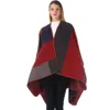 Lady Moda Poncho Plaid mulheres Vintage do envoltório do lenço da malha Cashmere Lenços menina de cabo do inverno casaco de lã Cobertores Manto Xaile TTA1817