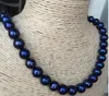 Elegancki 10-11 mm tahitian czarny niebieski okrągły naszyjnik perłowy 18-calowy 14k/20