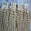 Blond brasiliansk hårband i mänskliga hårförlängningar Kinky Curly 10-24 "200g 80pcs Loose Curly Tape In Hair Extensions Blondin Väft