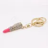 Metalen inzetstuk boor lip glanst lipstick sleutel gesp auto hanger sleutelhanger s mode-sieraden metalen kristal lippenstift sleutelhangers T9i00191