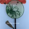 Large 25cm Round Mulberry Silk Fan Decorative Handmade Double Suzhou Embroidery Fan Handle Women Luxury Hand Fans Chinese Gift