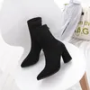 Hot Sale-Fashion Women Ankle Boots Thick Heels Autumn Shoes Female Newest Pointed Toe Ladies Shoe Martin Boot Woman