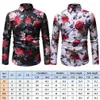 Moda Mężczyzna Casual Floral Print Button Down Długi Rękaw Męska Koszula Slim Fit Tops Przystojne Chłopcy Chłazy