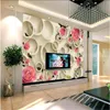 Großhandels-3D-Fototapete 3D-Rose-Kreis-Fantasie-Blumen-Wohnzimmer-Sofa-Schlafzimmer-Hintergrund 3D-großes Wandbild-Tapete Moderne Malerei