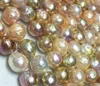Gratis frakt Noble 10-12mm Natural South Seas Multi-Strand Pearl Necklace 18 tum 14k guld