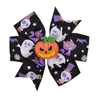 3 Inch Baby Girl Colorful Barrettes Blending Ribbon Halloween Bat Print Kid Hair Bows With Clip Accessories