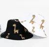 Wiosna Jesień Wiadro Dziecięce Kapelusze Kreskówki Giraffe Sun Hat Girls Boys Outdoor Beach Hat Camping Fishing Casual Panama Cap GD239