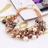 S768 nouvelle Europe fête décontracté ensemble de bijoux femmes exagéré couleur mélangée perles collier boucles d'oreilles courtes collier ensemble