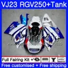 Corps + Réservoir Pour SUZUKI VJ21 RGV250 88 94 95 96 97 98 309HM.9 RGV-250 VJ23 VJ 22 RGV 250 Usine bleu haut 1988 1994 1995 1996 1997 1998 Carénage