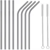 Stainless Steel Drinking Straws Reusable Straight and Bend Metal Straws Extra Long Stainless Steel Straw Cleaning Brush for Coffee Juice Tea