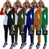 プラスサイズの女性のビジネススーツツーピーススーツパッチワーク衣装ラペルネックジャケットトップ+フレアパンツカジュアルパネルスーツ冬2213